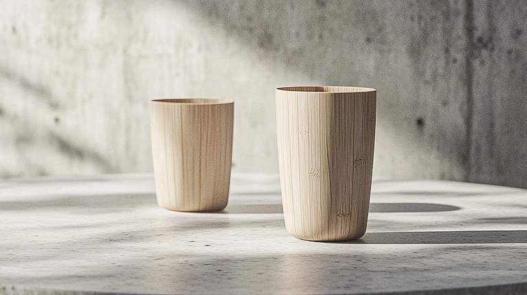 Copo de bambu como um dos brindes sustentáveis.