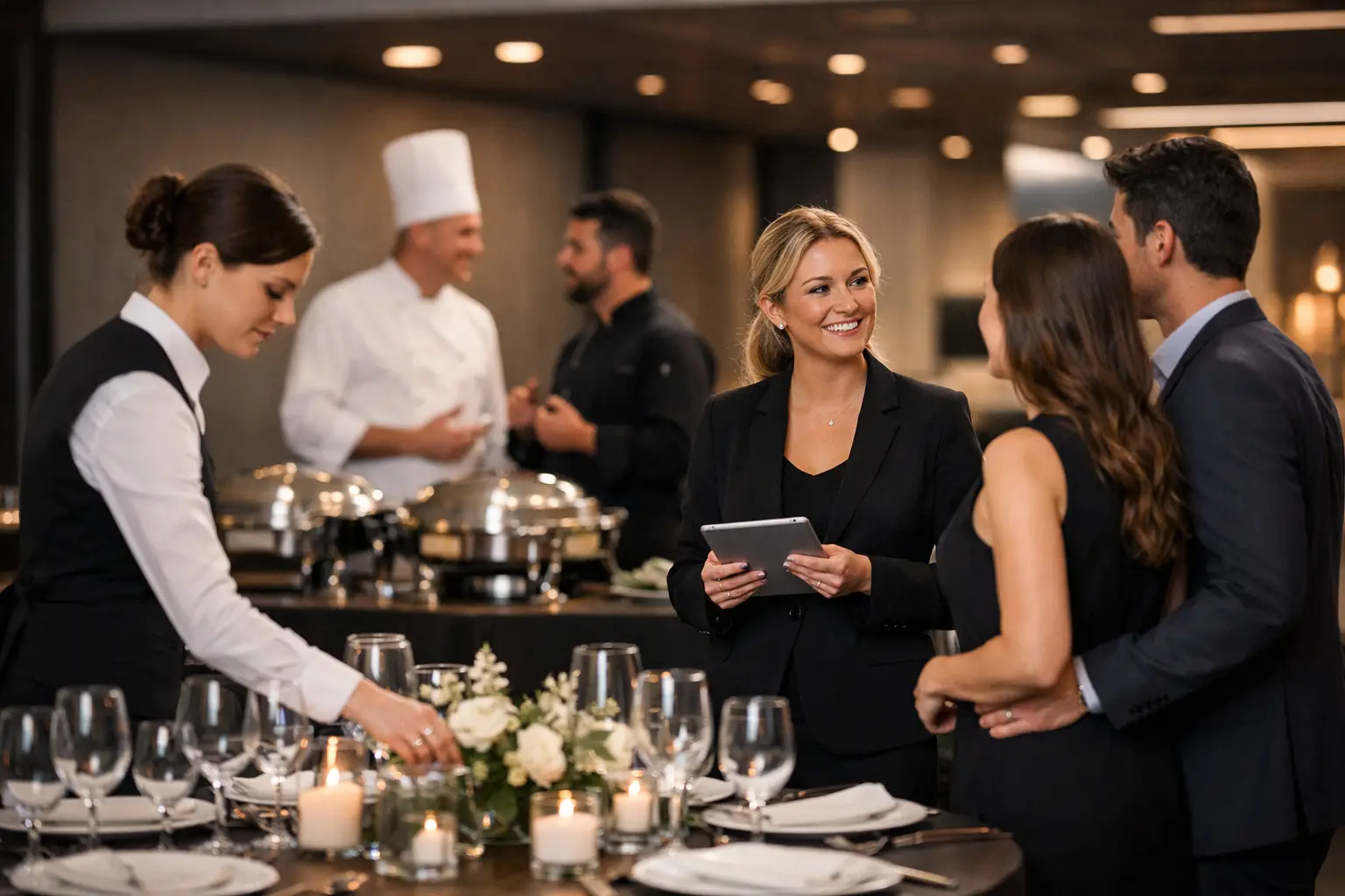 Espaço para eventos com equipe completa