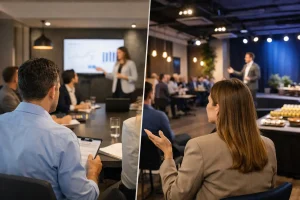 Como decidir o evento corporativo interno ou externo